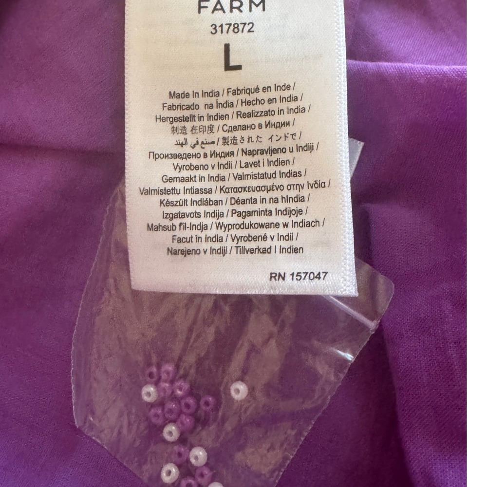 Farm Rio Purple White Tapestry One Shoulder Tiered Maxi Dress L Boho EUC - Picture 7 of 8